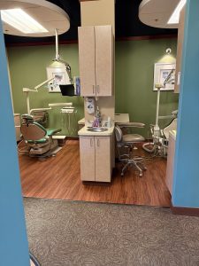 Treatment room with dental chairs